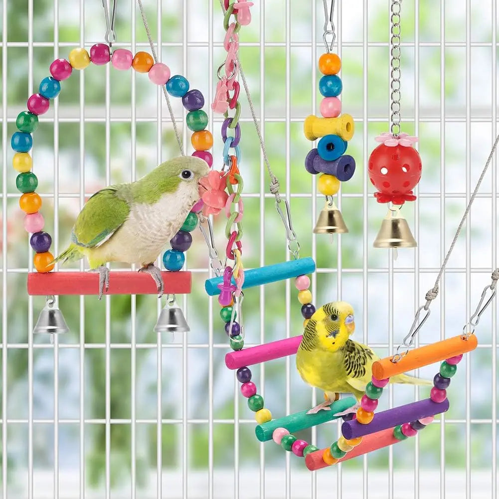 Bird Toy Set, 11Pcs/Set Colorful Bird Toy, Bird Chew Toy, Bird Swing Toy, Bird Cage Toy, Pet Supplies for Parrot, Cockatiel, Parakeet, Lovebird