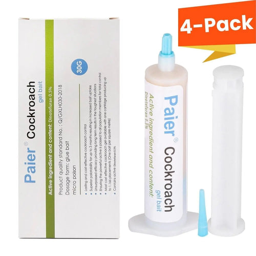30G Cockroach Gel Bait - Cockroach Repellent Gel Mousse, Roach Killer with Plunger & Precision Tip, Indoor Outdoor Pest Control for German & American Roaches