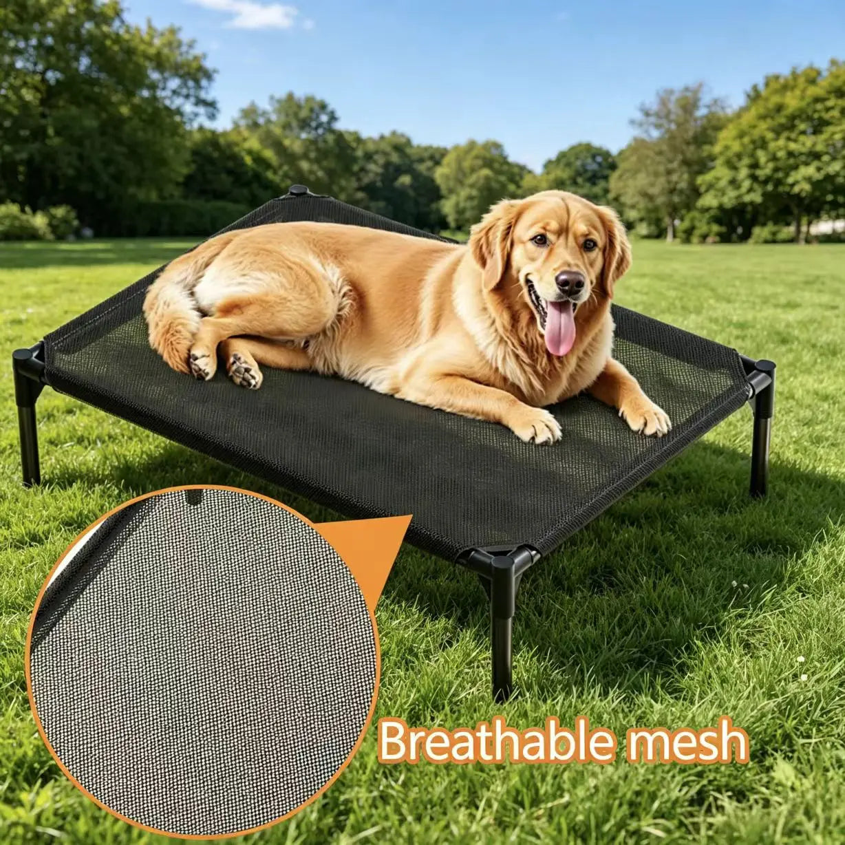 Elevate Your Dog's Comfort: Premium Portable Elevated Bed for Medium & Large Dogs - Breathable Mesh Hammock for Ultimate Summer Relaxation!