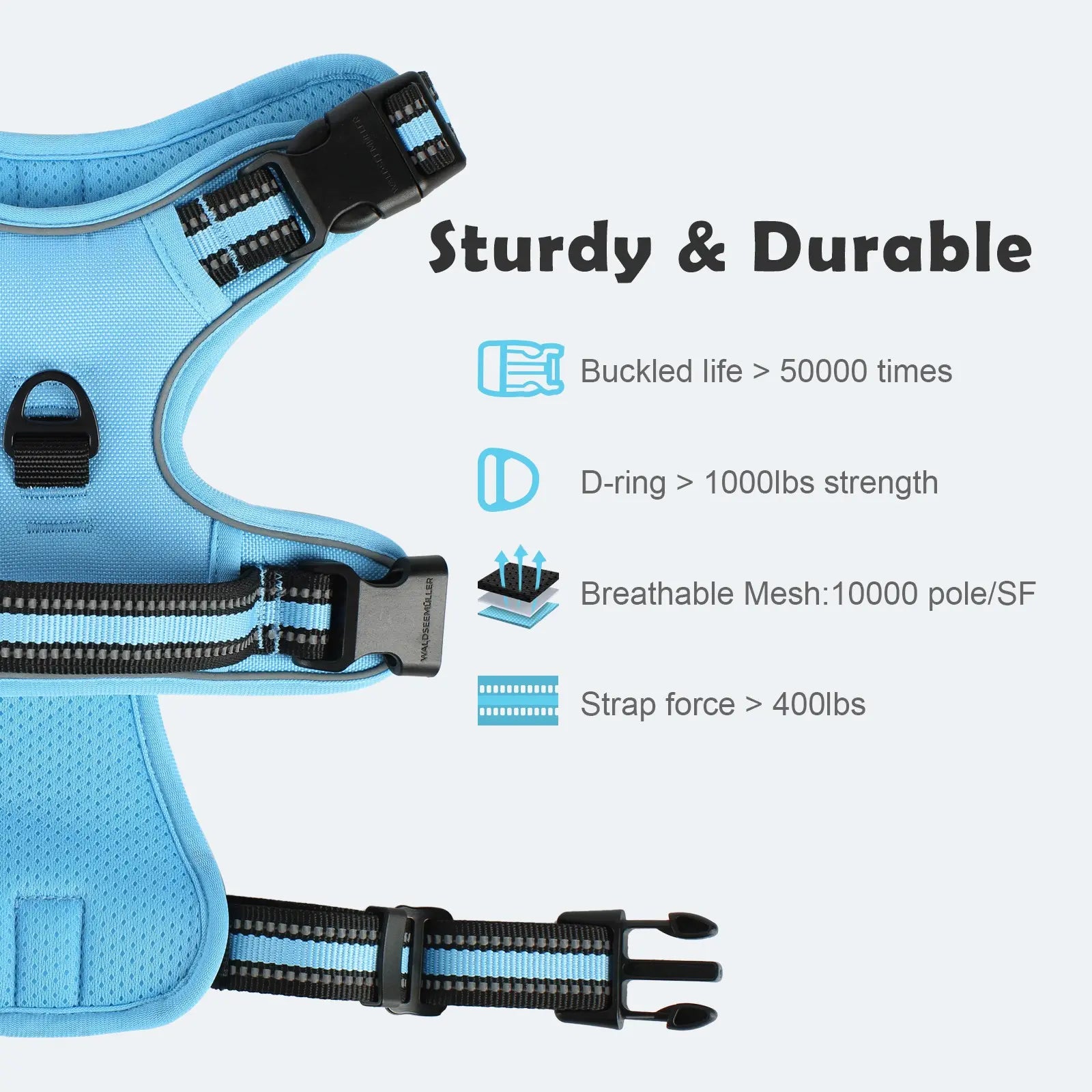 Durable Reflective Dog Harness with No-Pull Design, Adjustable Soft-Padded Vest, Dual Leash Clips, and Easy-Control Handle for Large Dogs