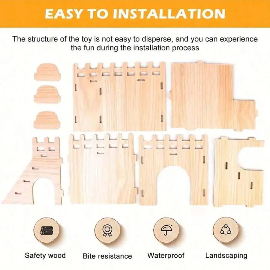 Delightful Wooden Hamster Toy House Swing and Teeter-Totter Set - Perfect for Dwarf Hamsters, Sandhamsters, and Mice!