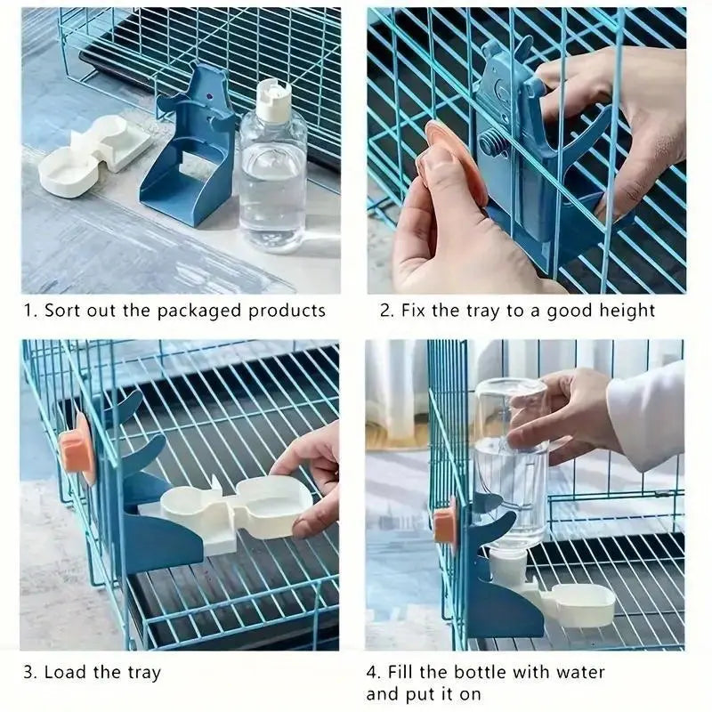 Hanging Pet Feeder and Water Dispenser Combo, Bird Feeding Tool, No Electricity Required, Automatic Gravity Feeder Parrot Food and Water Solution, Ideal for Parakeets, Lovebirds, and Squirrels