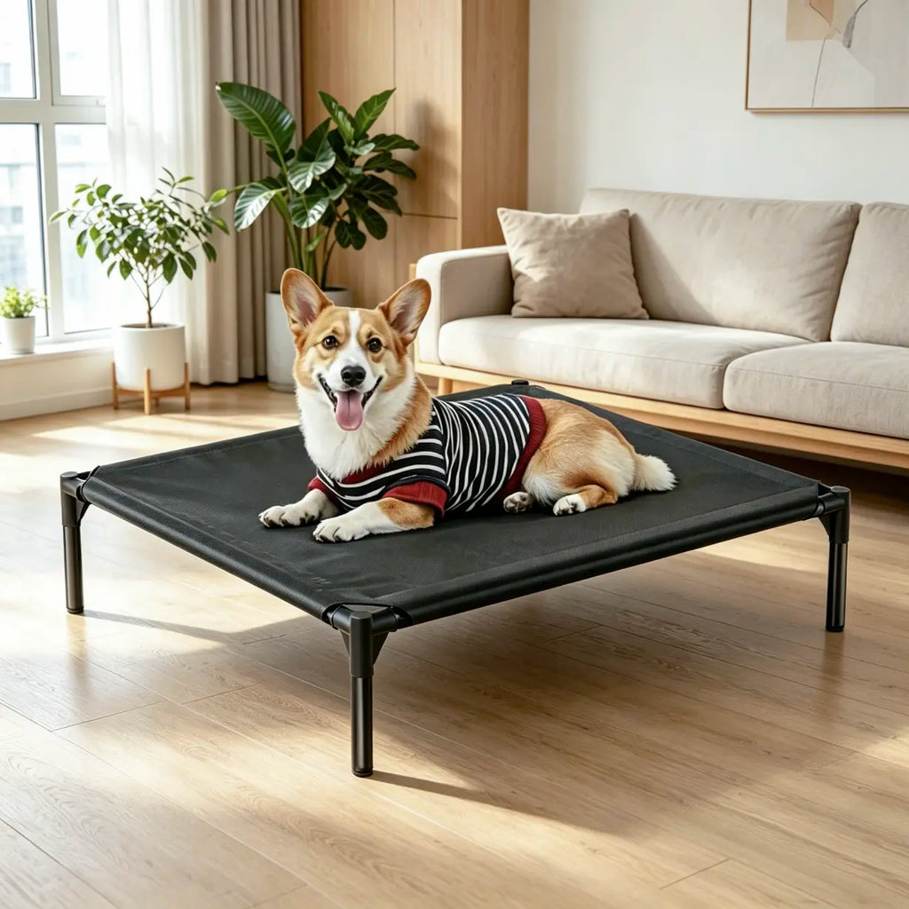 Elevate Your Dog's Comfort: Premium Portable Elevated Bed for Medium & Large Dogs - Breathable Mesh Hammock for Ultimate Summer Relaxation!