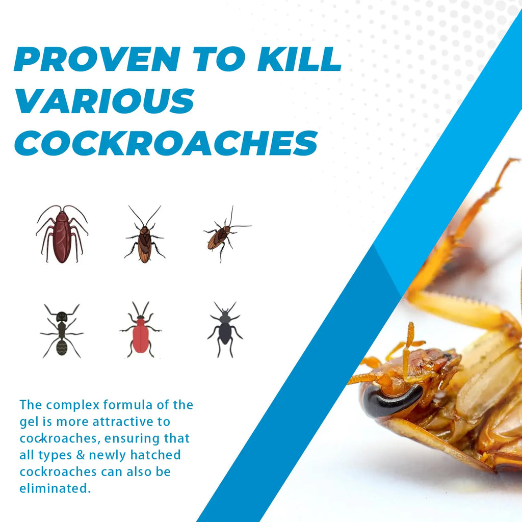30G Cockroach Gel Bait - Cockroach Repellent Gel Mousse, Roach Killer with Plunger & Precision Tip, Indoor Outdoor Pest Control for German & American Roaches