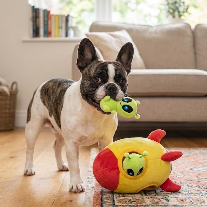 Exciting Interactive Squeaky Plush Hide and Seek Alien Puzzle Toy for Small Dogs – Perfect for Playtime and Bonding!