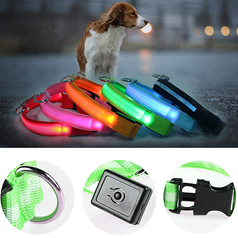 Illuminate Your Pet's Safety with the LED Adjustable Dog Collar - Blinking, Flashing, and Waterproof!
