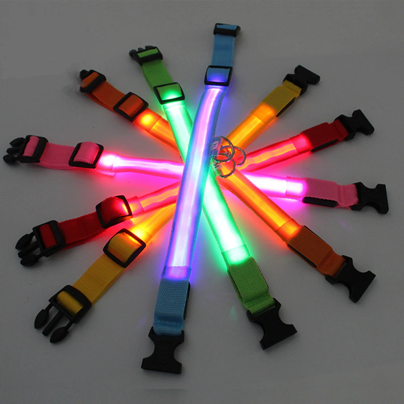Illuminate Your Pet's Safety with the LED Adjustable Dog Collar - Blinking, Flashing, and Waterproof!