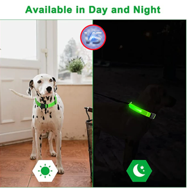 Illuminate Your Pet's Safety with the LED Adjustable Dog Collar - Blinking, Flashing, and Waterproof!