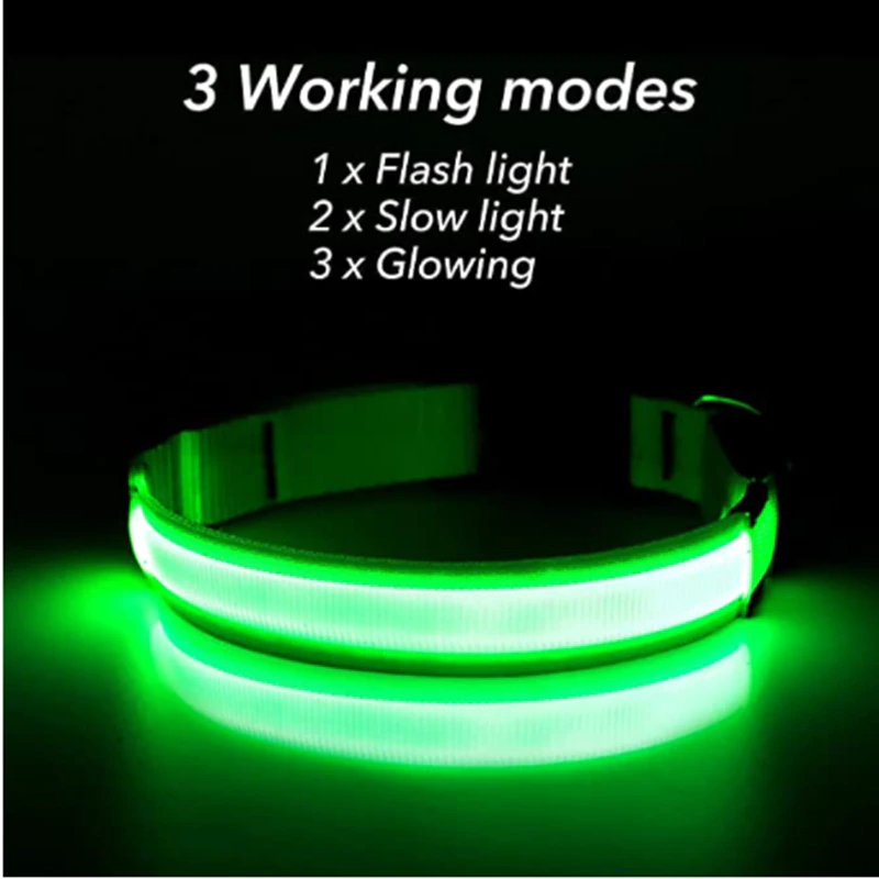 Illuminate Your Pet's Safety with the LED Adjustable Dog Collar - Blinking, Flashing, and Waterproof!