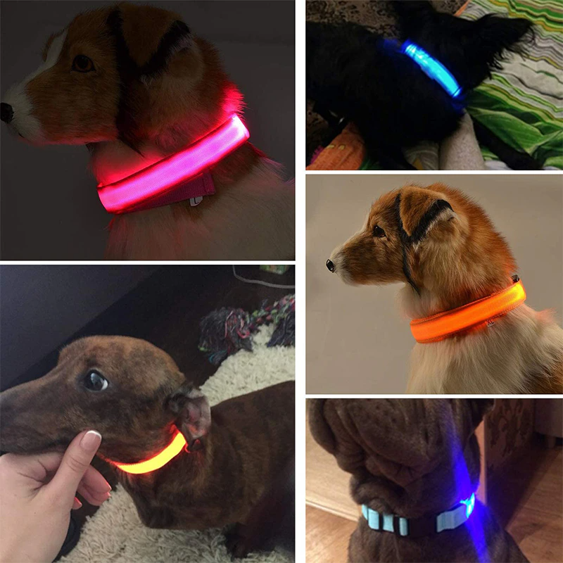 Illuminate Your Pet's Safety with the LED Adjustable Dog Collar - Blinking, Flashing, and Waterproof!