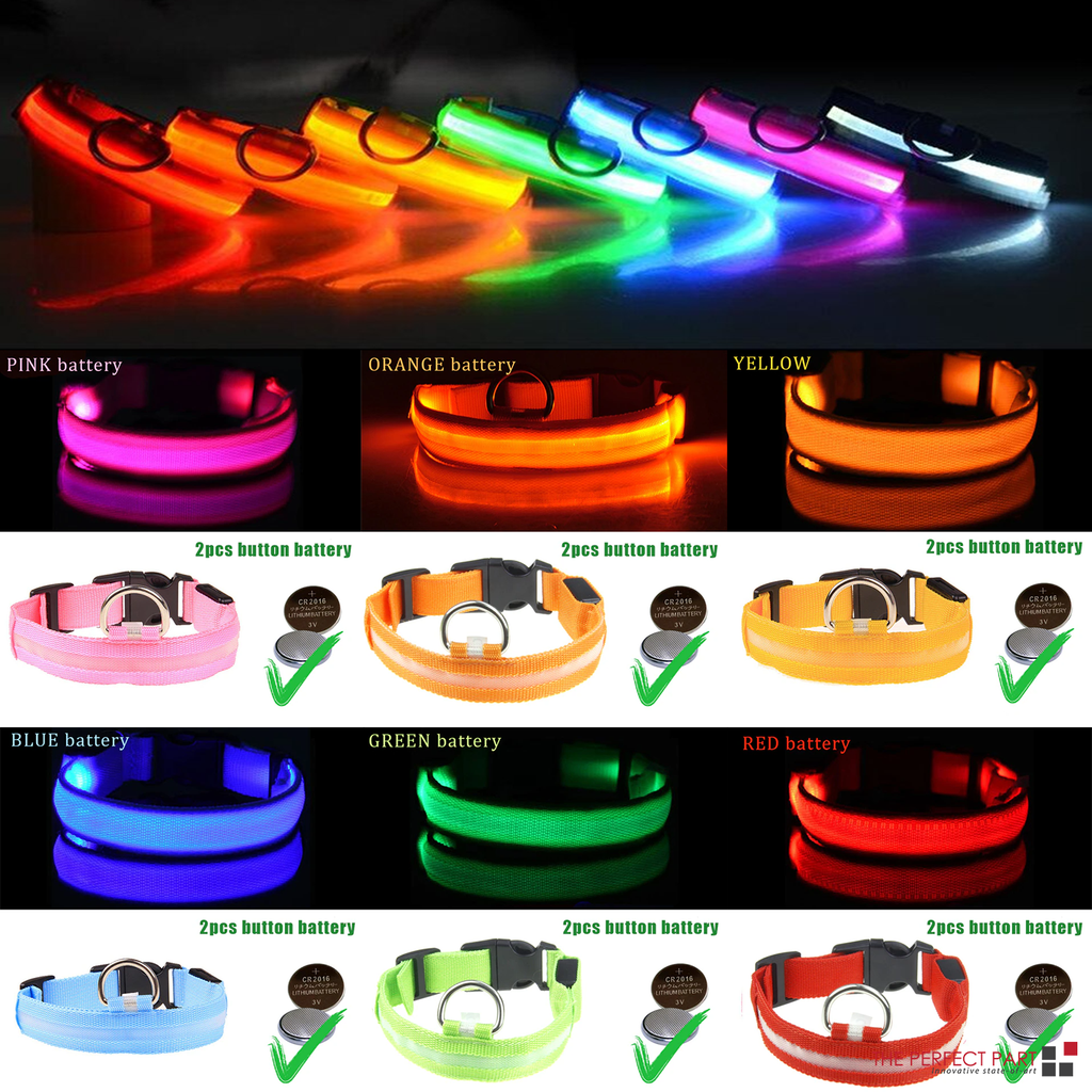 Illuminate Your Pet's Safety with the LED Adjustable Dog Collar - Blinking, Flashing, and Waterproof!