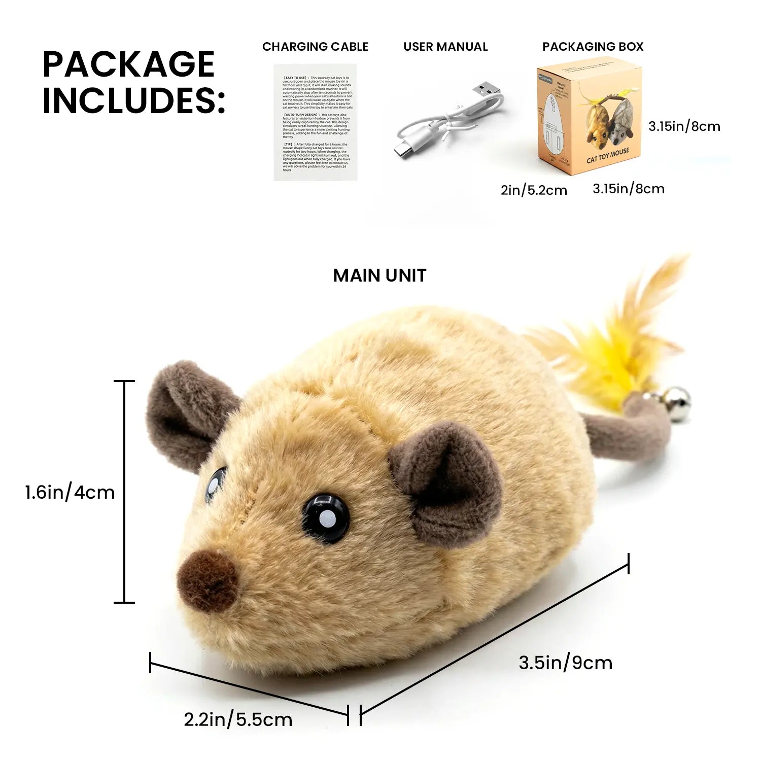 Geoorood USB Rechargeable Interactive Cat Toy - Automatic Mouse with Random Movements for Endless Indoor Fun!