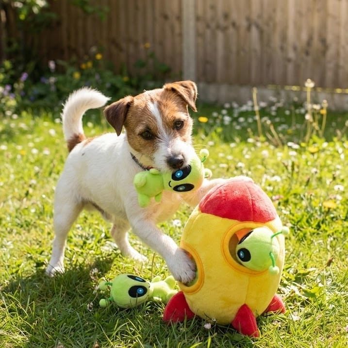 Exciting Interactive Squeaky Plush Hide and Seek Alien Puzzle Toy for Small Dogs – Perfect for Playtime and Bonding!