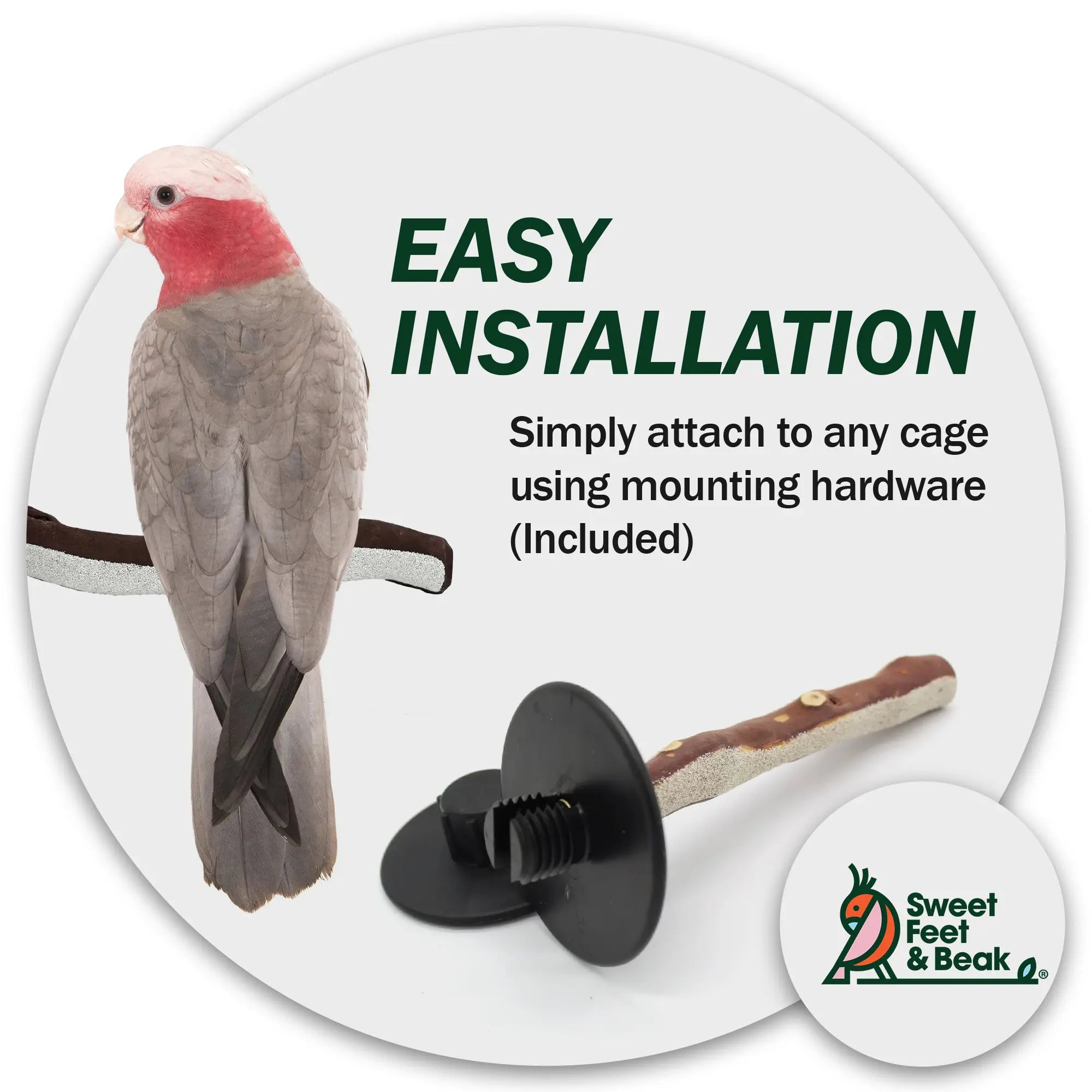 Superoost Manzanita Pumice Pedicure Perch - Easy Install Bird Cage Accessories for Healthy Feet, Small Birds, Nails & Beak - Natural XL Bird Perch 14"