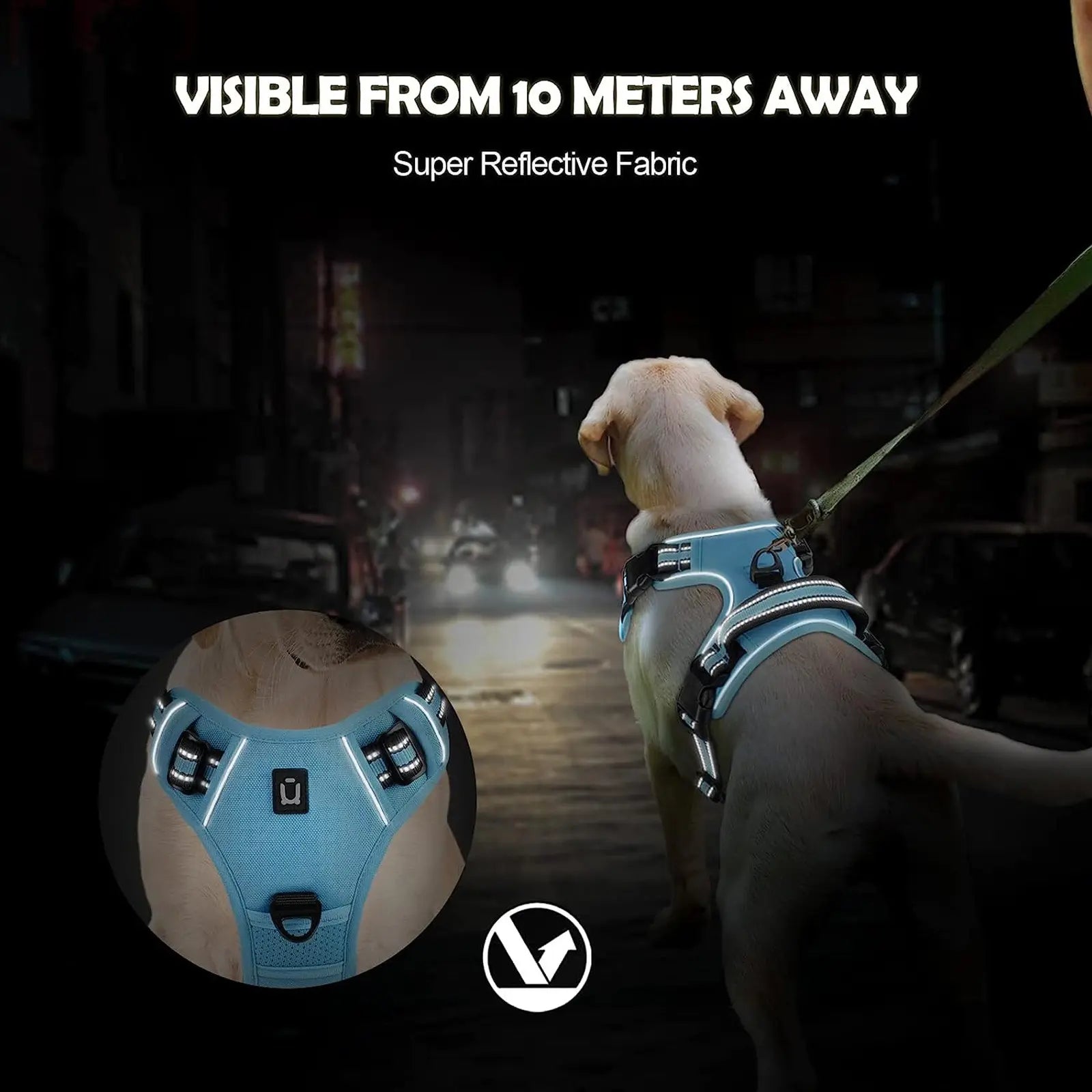 Durable Reflective Dog Harness with No-Pull Design, Adjustable Soft-Padded Vest, Dual Leash Clips, and Easy-Control Handle for Large Dogs