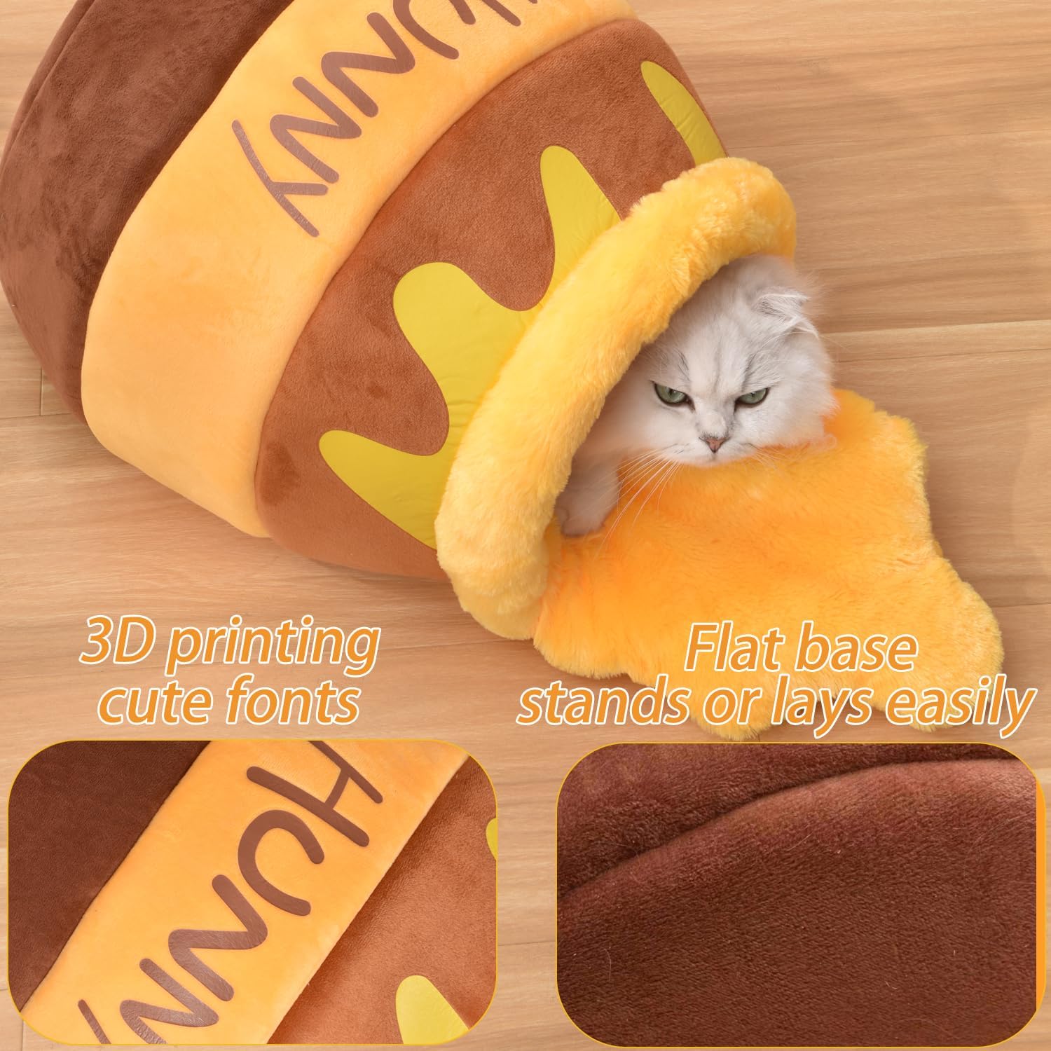 Cozy Honey Pot Cat Cave Bed - Soft Rebound Sponge Nest with Washable Cushion for Small Cats & Dogs