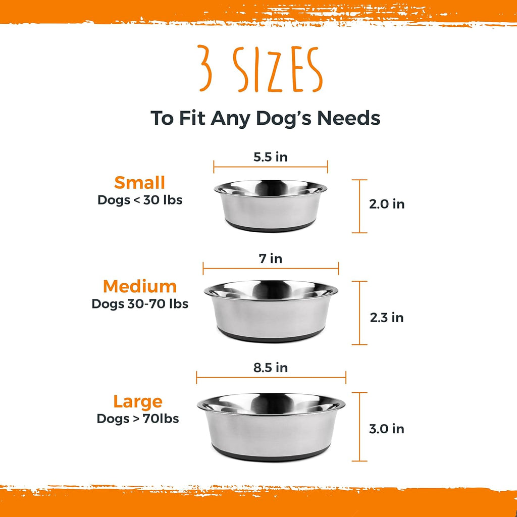 Premium Non-Slip Stainless Steel Dog Bowls Set - Dishwasher Safe & No Spill Design for All Breeds - Perfect for Food and Water - 5.5" Small Size
