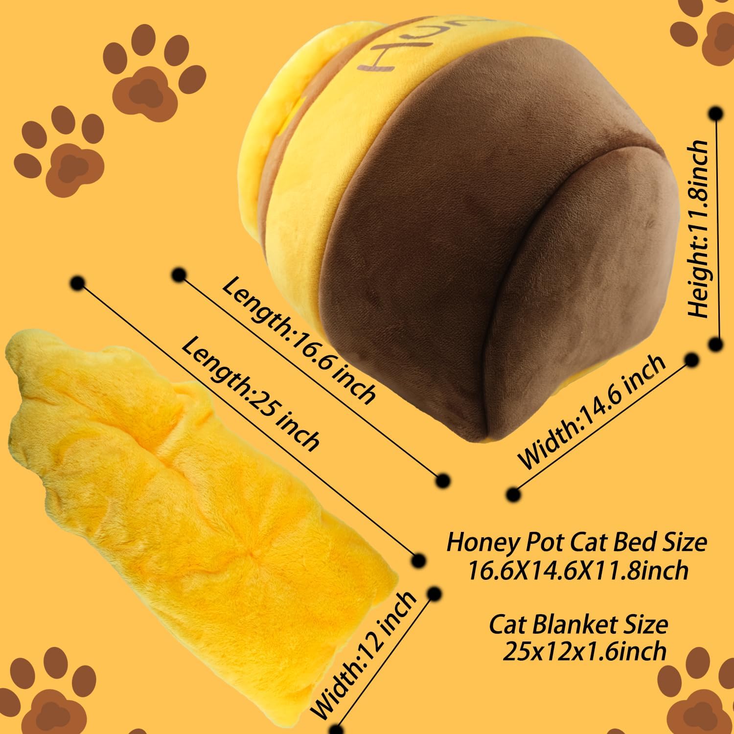 Cozy Honey Pot Cat Cave Bed - Soft Rebound Sponge Nest with Washable Cushion for Small Cats & Dogs