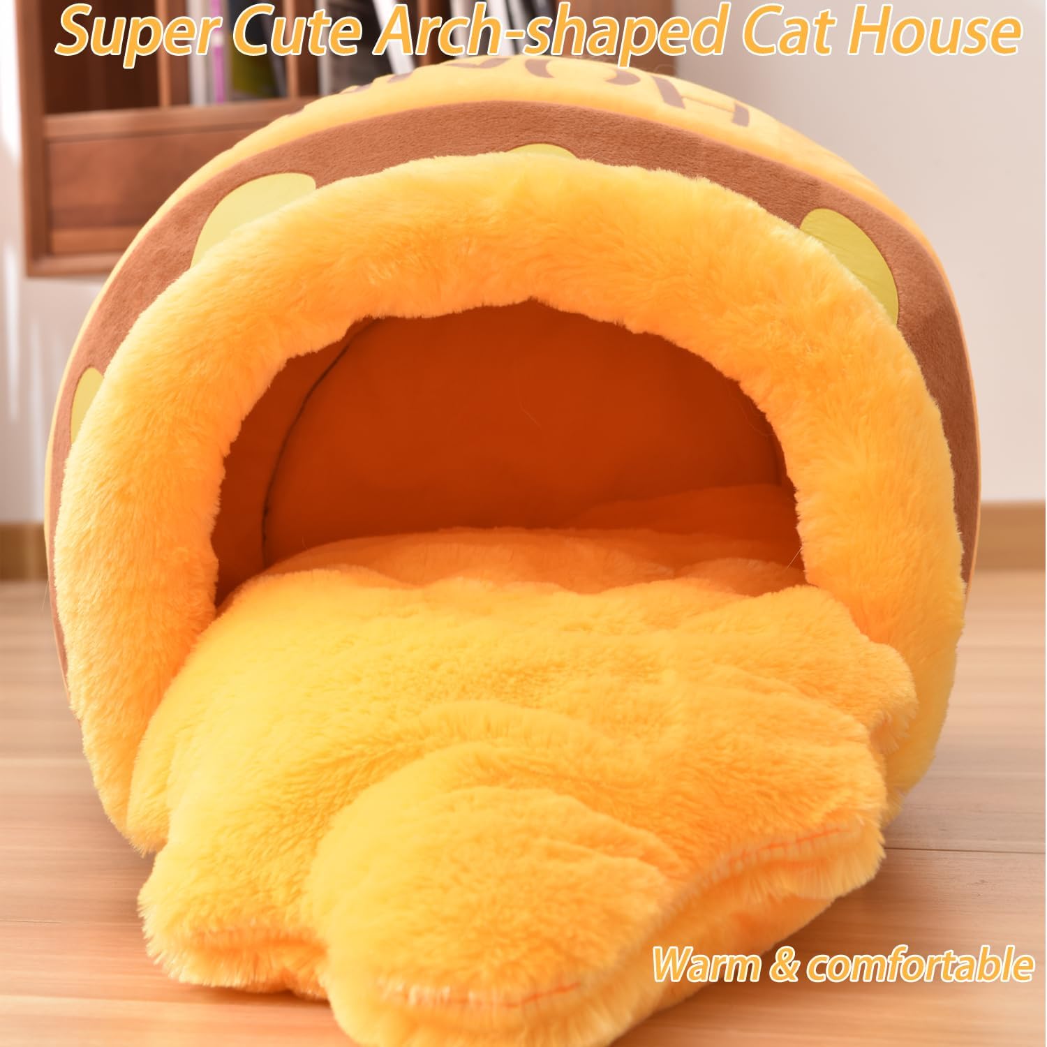 Cozy Honey Pot Cat Cave Bed - Soft Rebound Sponge Nest with Washable Cushion for Small Cats & Dogs