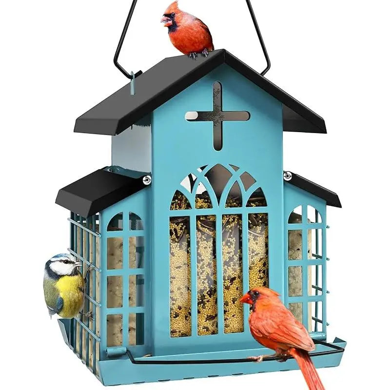 Wildpark 5LB Church Metal Hanging Bird Feeder for Outdoors, Weatherproof Suet Feeders for outside Hanging, Large Bird Feeders Great for Attracting Finch, Woodpecker and More Wild Birds-White