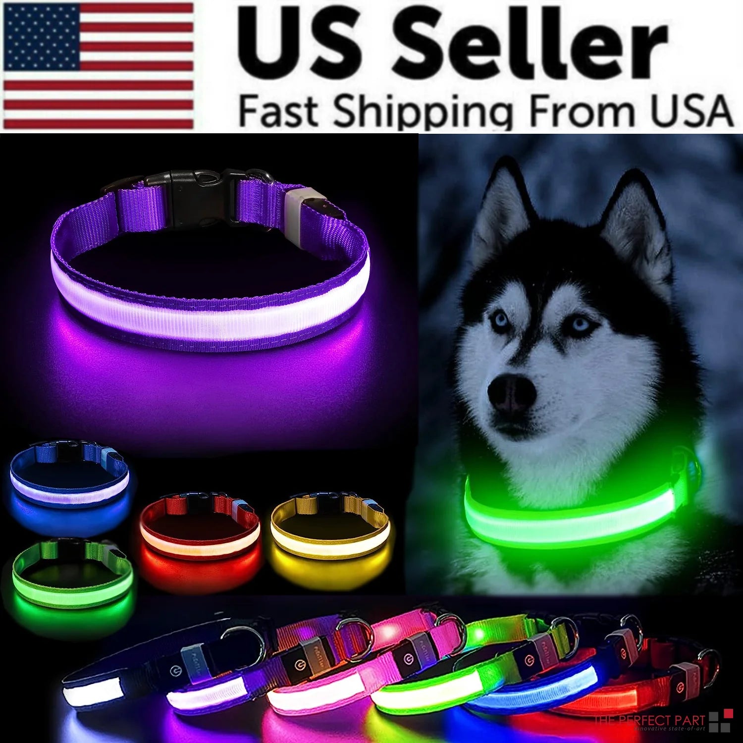 Illuminate Your Pet's Safety with the LED Adjustable Dog Collar - Blinking, Flashing, and Waterproof!