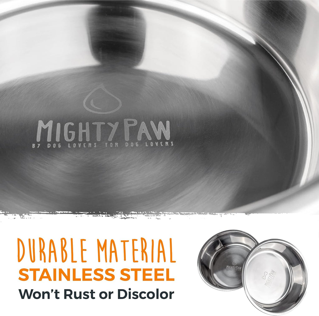Premium Non-Slip Stainless Steel Dog Bowls Set - Dishwasher Safe & No Spill Design for All Breeds - Perfect for Food and Water - 5.5" Small Size