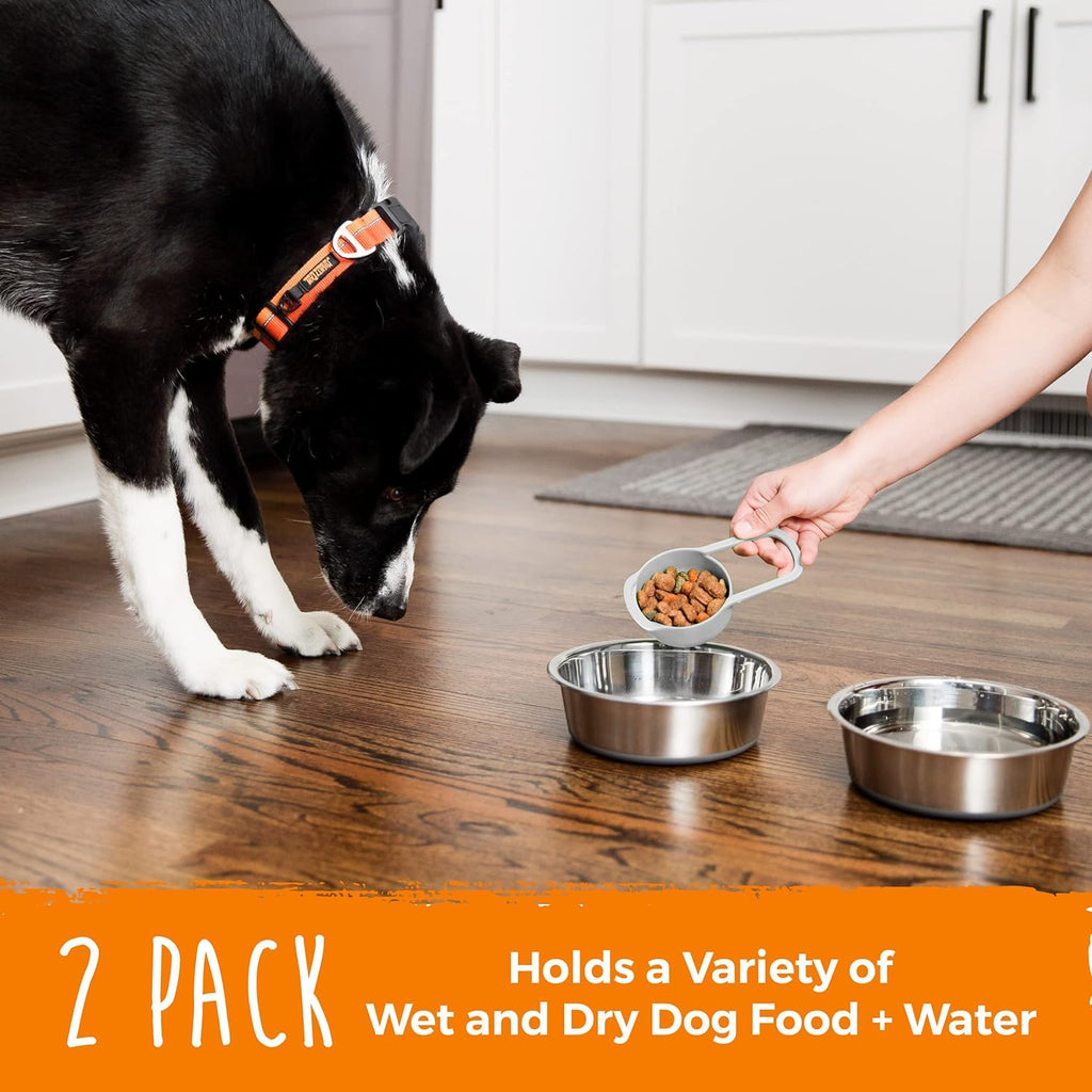 Premium Non-Slip Stainless Steel Dog Bowls Set - Dishwasher Safe & No Spill Design for All Breeds - Perfect for Food and Water - 5.5" Small Size