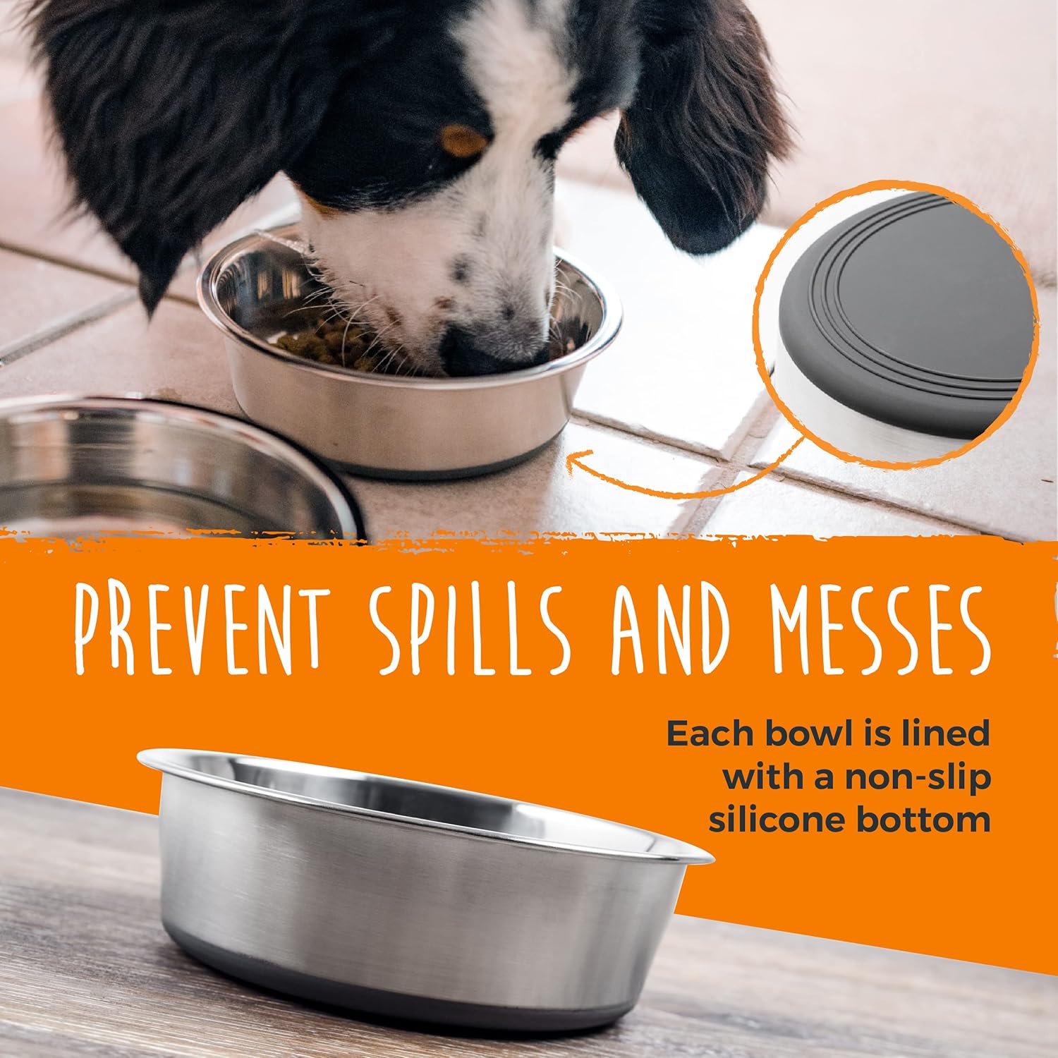 Premium Non-Slip Stainless Steel Dog Bowls Set - Dishwasher Safe & No Spill Design for All Breeds - Perfect for Food and Water - 5.5" Small Size
