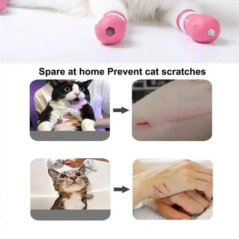 Keep Your Furry Friends Safe and Stylish with Our Cat Bathing Shoes! 🐾✨ 4 Pairs of Silicone Paw Protectors for Stress-Free Baths! 🛁❤️ #PetGrooming #CatCare