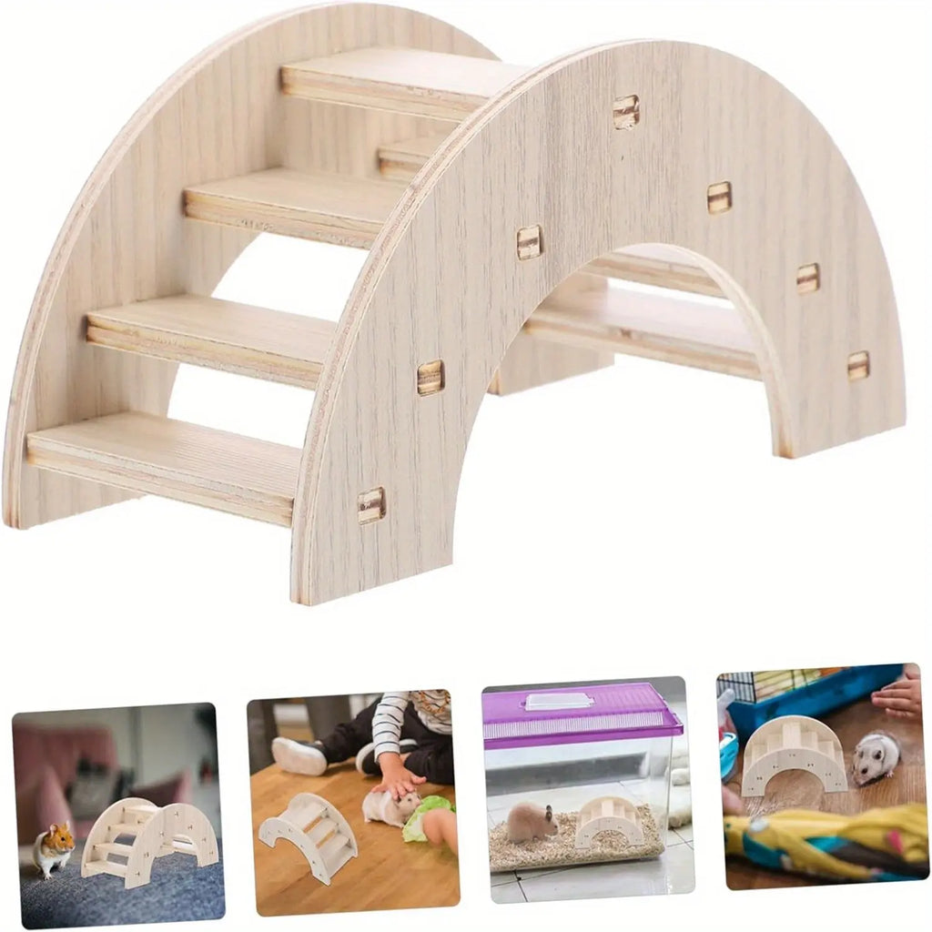 Delightful Wooden Hamster Toy House Swing and Teeter-Totter Set - Perfect for Dwarf Hamsters, Sandhamsters, and Mice!