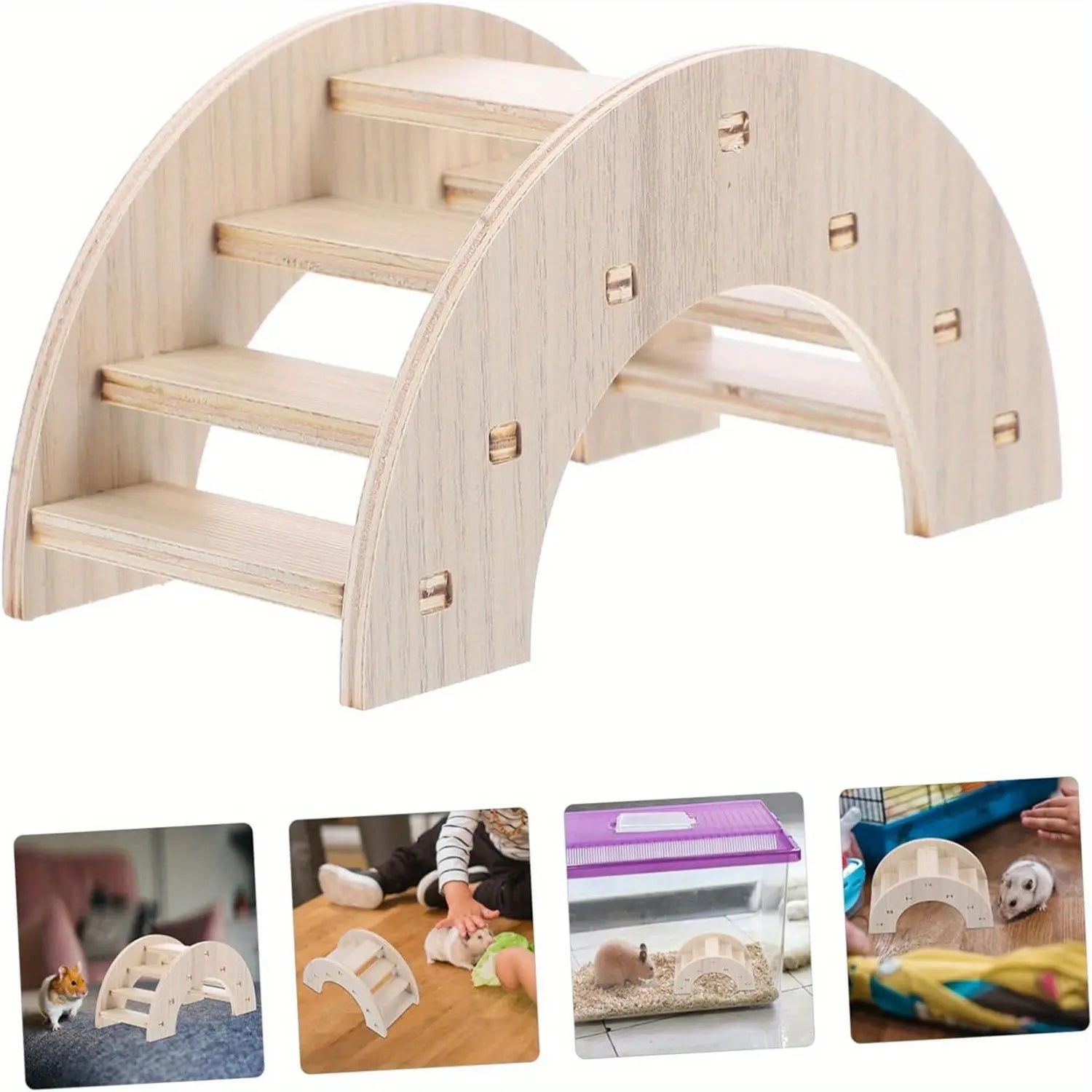 Delightful Wooden Hamster Toy House Swing and Teeter-Totter Set - Perfect for Dwarf Hamsters, Sandhamsters, and Mice!