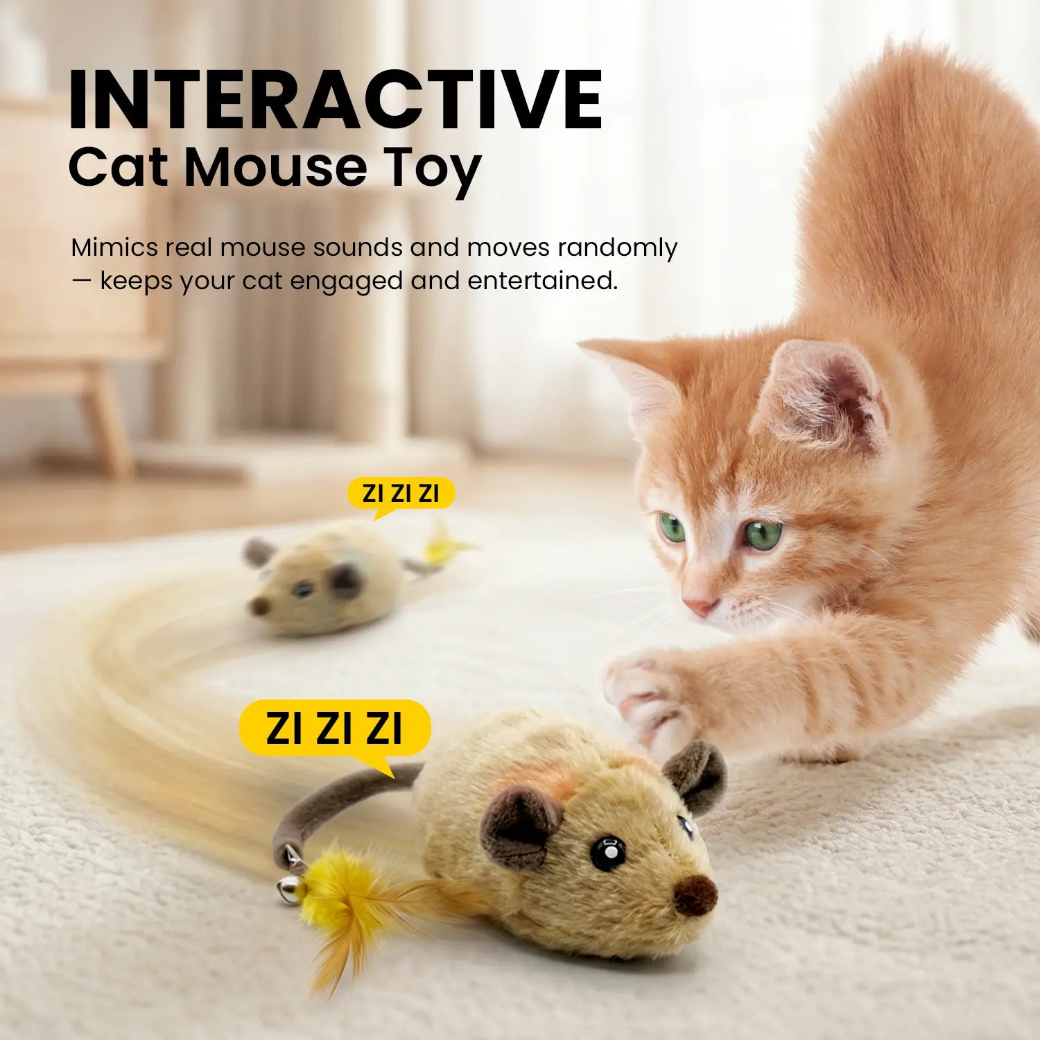 Geoorood USB Rechargeable Interactive Cat Toy - Automatic Mouse with Random Movements for Endless Indoor Fun!