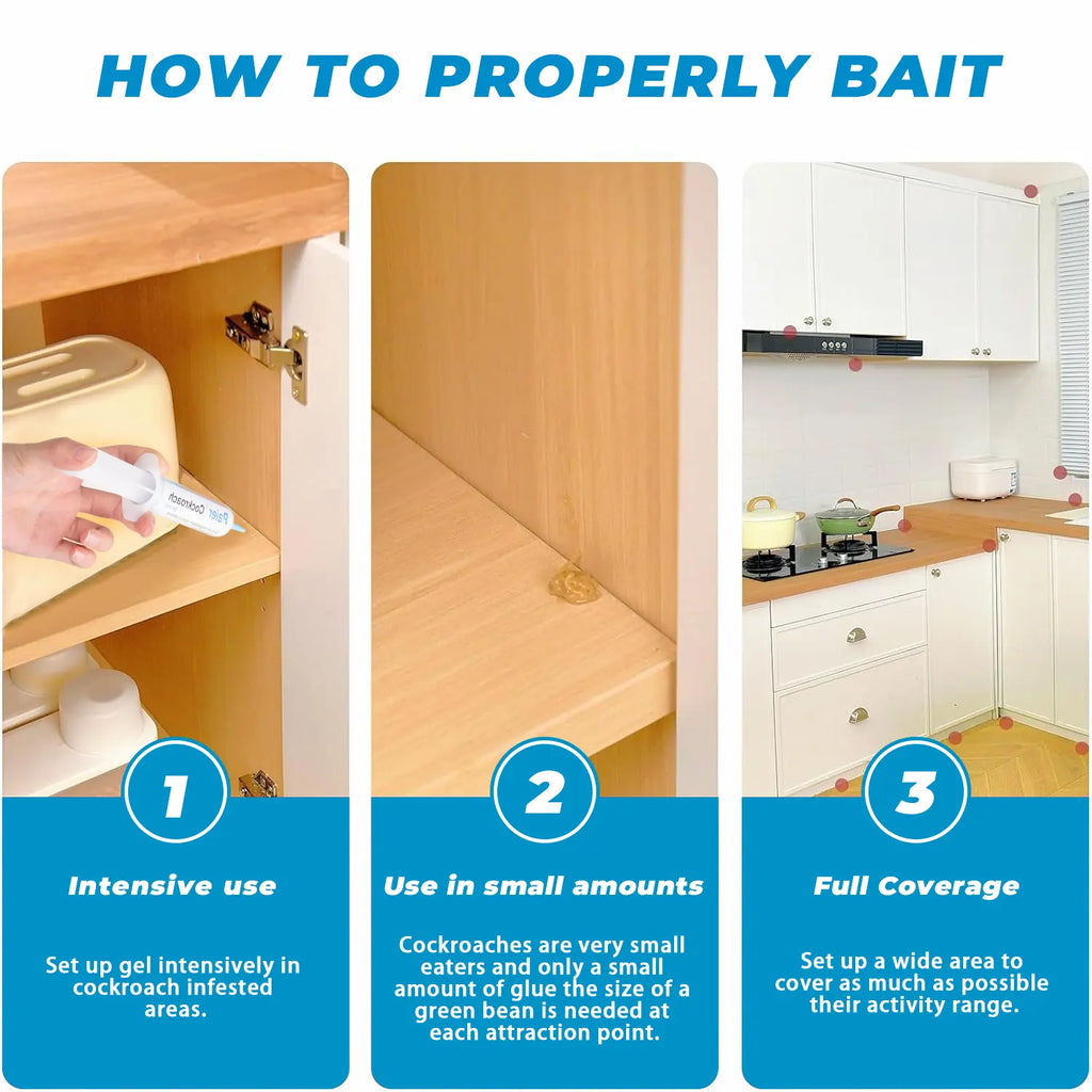 30G Cockroach Gel Bait - Cockroach Repellent Gel Mousse, Roach Killer with Plunger & Precision Tip, Indoor Outdoor Pest Control for German & American Roaches
