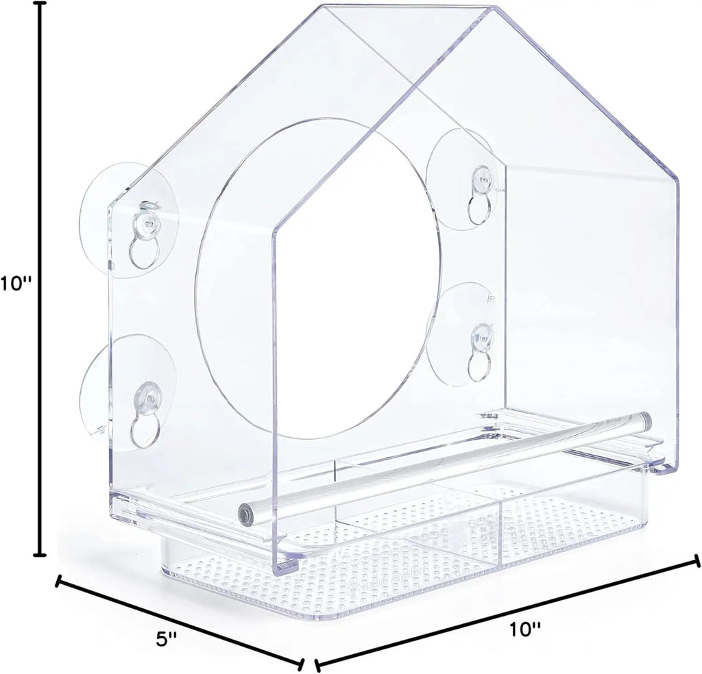 Window Bird Feeder Clear Acrylic with 4 Strong Suction Cups, Removable Sliding Tray, Easy to Clean, Weatherproof Outdoor Bird Feeder for Close up Bird Watching, Great Gift for Bird Lovers, Moms, Seniors and Nature Fans | Nature Anywhere