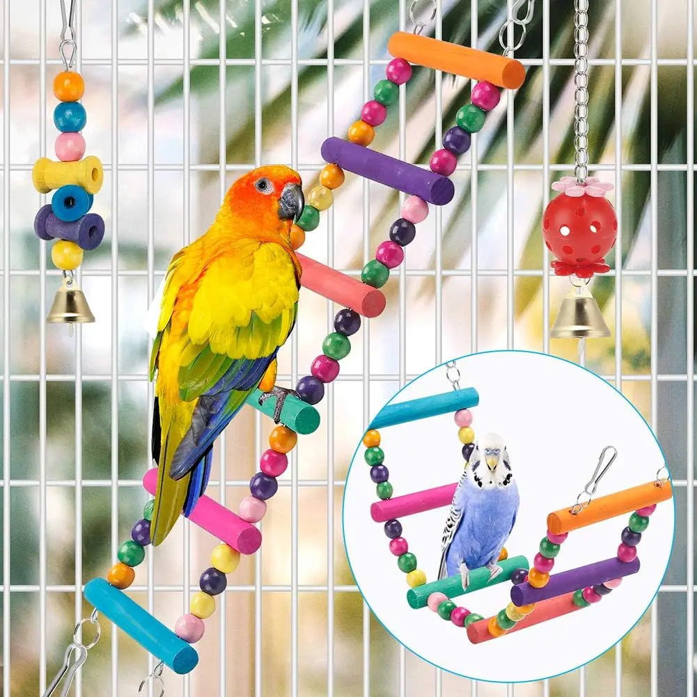 Bird Toy Set, 11Pcs/Set Colorful Bird Toy, Bird Chew Toy, Bird Swing Toy, Bird Cage Toy, Pet Supplies for Parrot, Cockatiel, Parakeet, Lovebird