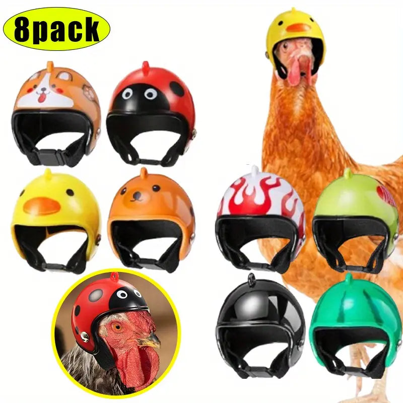 8-Piece Rainproof Chicken Hats - Stylish and Functional Protective Gear for Chickens and Parrots