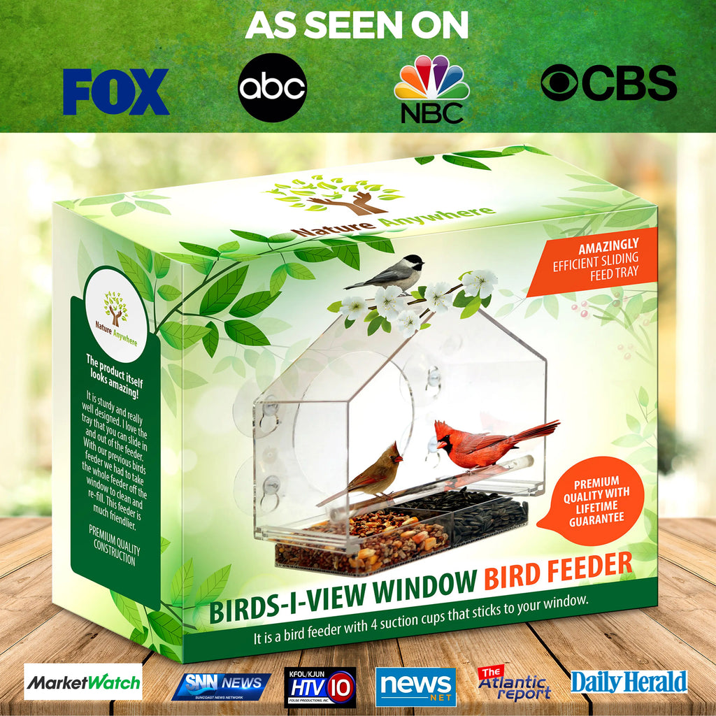 Window Bird Feeder Clear Acrylic with 4 Strong Suction Cups, Removable Sliding Tray, Easy to Clean, Weatherproof Outdoor Bird Feeder for Close up Bird Watching, Great Gift for Bird Lovers, Moms, Seniors and Nature Fans | Nature Anywhere