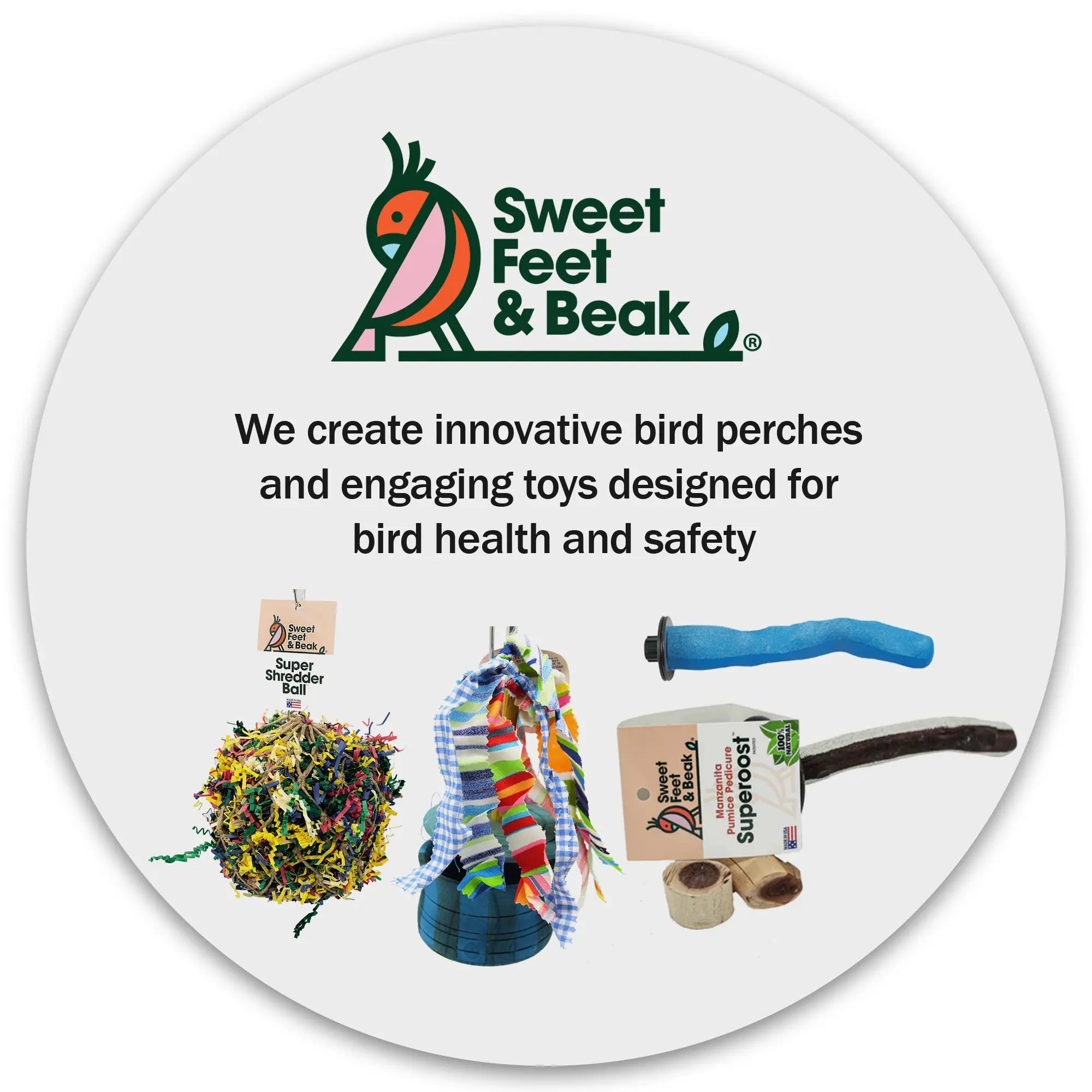Superoost Manzanita Pumice Pedicure Perch - Easy Install Bird Cage Accessories for Healthy Feet, Small Birds, Nails & Beak - Natural XL Bird Perch 14"