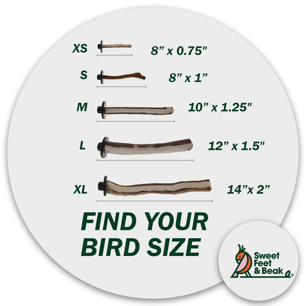 Superoost Manzanita Pumice Pedicure Perch - Easy Install Bird Cage Accessories for Healthy Feet, Small Birds, Nails & Beak - Natural XL Bird Perch 14"