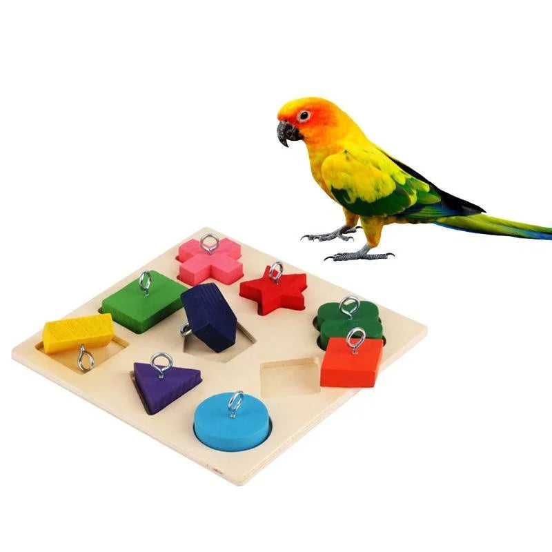 "Feathered Architects: The Ultimate Wooden Block Puzzle for Your Bird's Next Big Construction Project!"