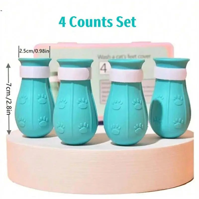 Keep Your Furry Friends Safe and Stylish with Our Cat Bathing Shoes! 🐾✨ 4 Pairs of Silicone Paw Protectors for Stress-Free Baths! 🛁❤️ #PetGrooming #CatCare